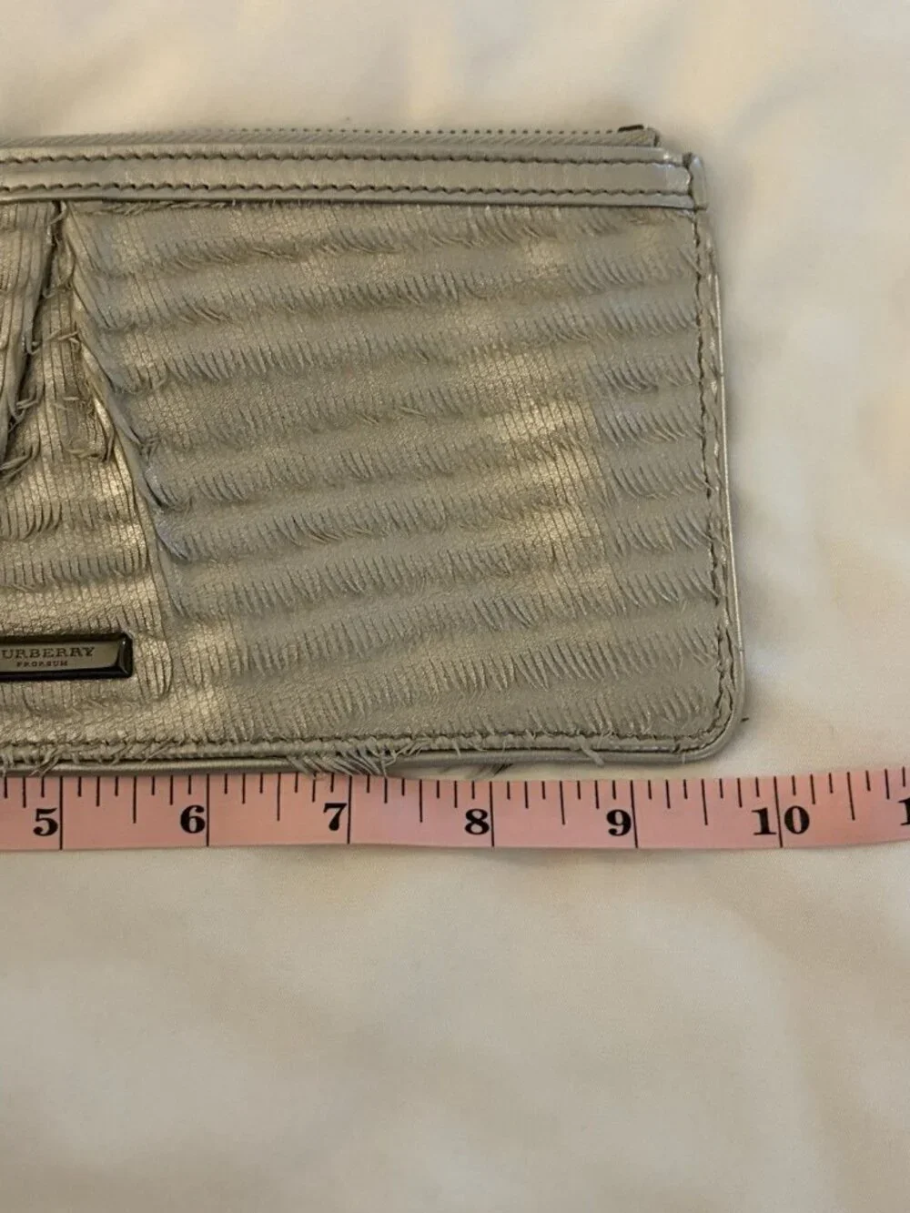 Burberry Prorsum Metallic Silver Textured Fringe Long Wallet Wristlet Rare